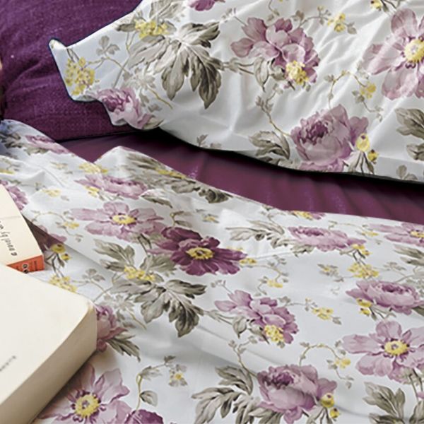 The Linen Company Bedding Single Purple Rose Duvet Cover Set