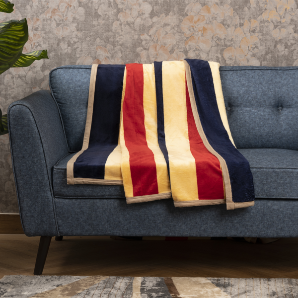 The Linen Company Bedding Single Summer Stripes Printed Plush Blanket