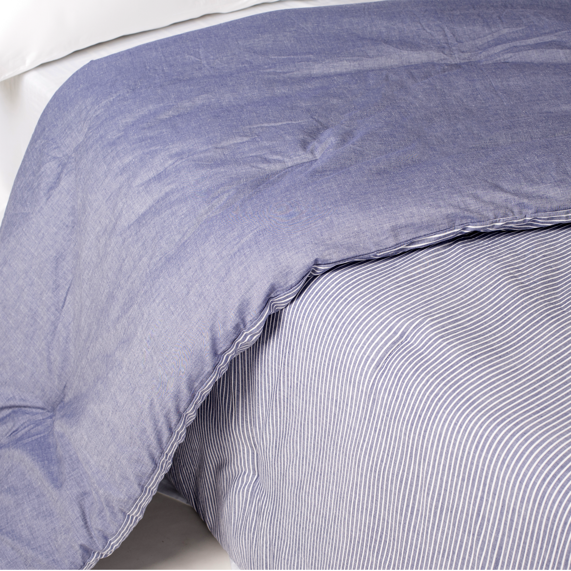 The Linen Company Bedding Standard Blue Steel Striped Comforter