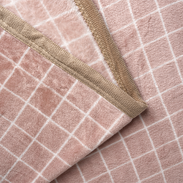 The Linen Company Bedding Tea Pink Check Printed Plush Blanket