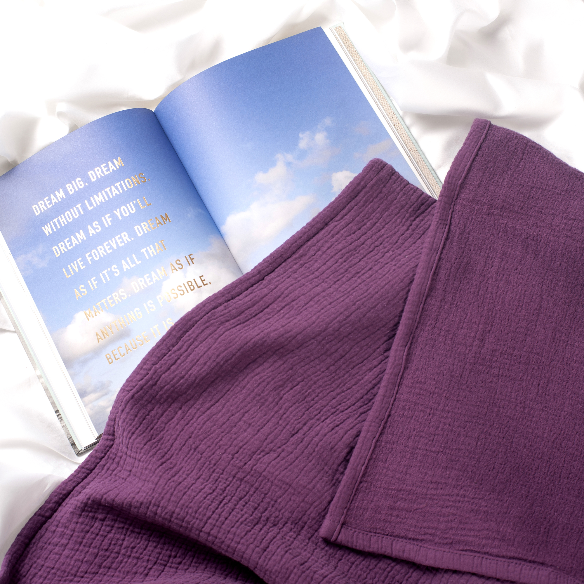 The Linen Company Bedding Tyrian Purple Cotton Muslin Blanket