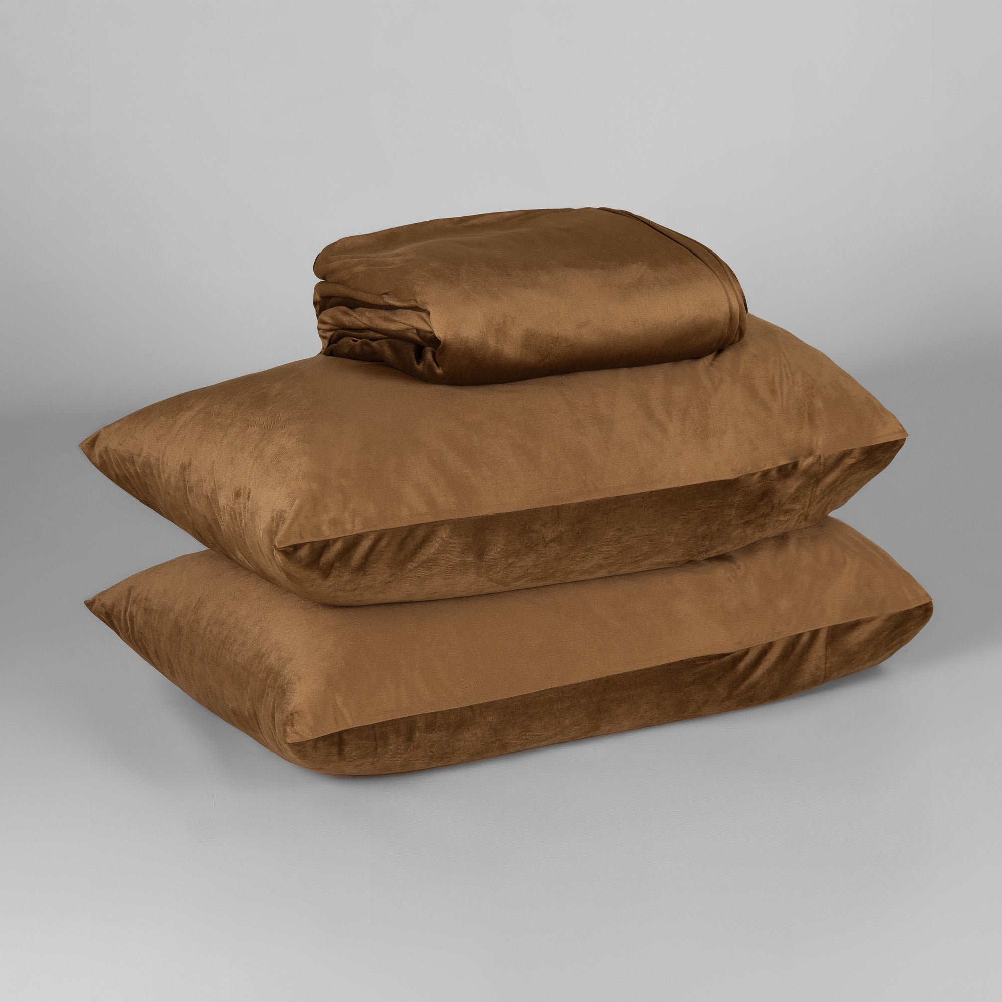 The Linen Company Bedding Walnut Brown Velvet Fitted Sheet Set