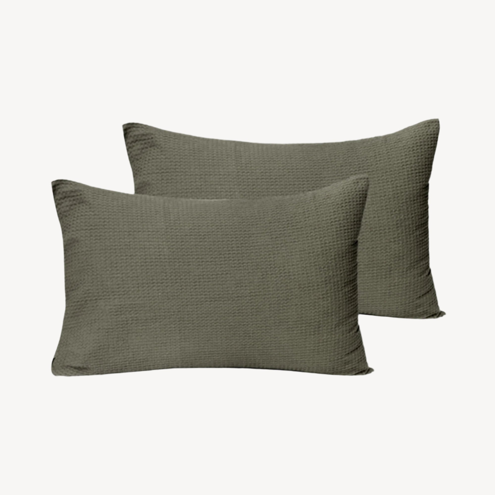 Olive Green Waffle Pillowcases-Luxe Edition